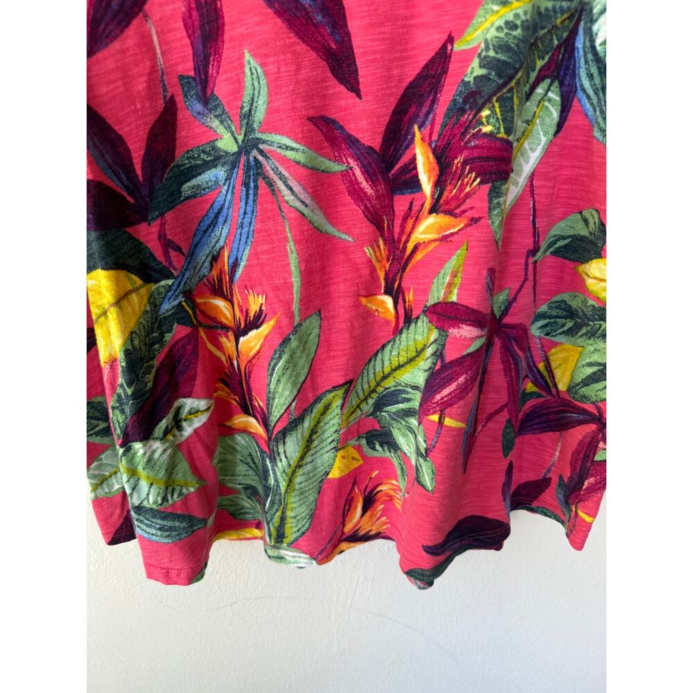 Chico’s 4 Size XXL Tropical Floral V Neck 3/4 Sleeve Top Pink Modal Cotton - Picture 6 of 11